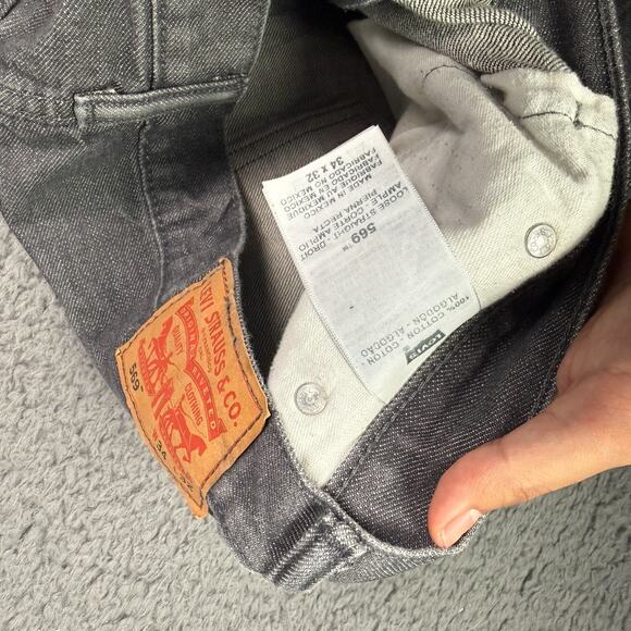 Levis 569 Jeans Mens 34x32 (Fits 36x32) Gray Washed Denim Loose Straight Baggy - Picture 6 of 9